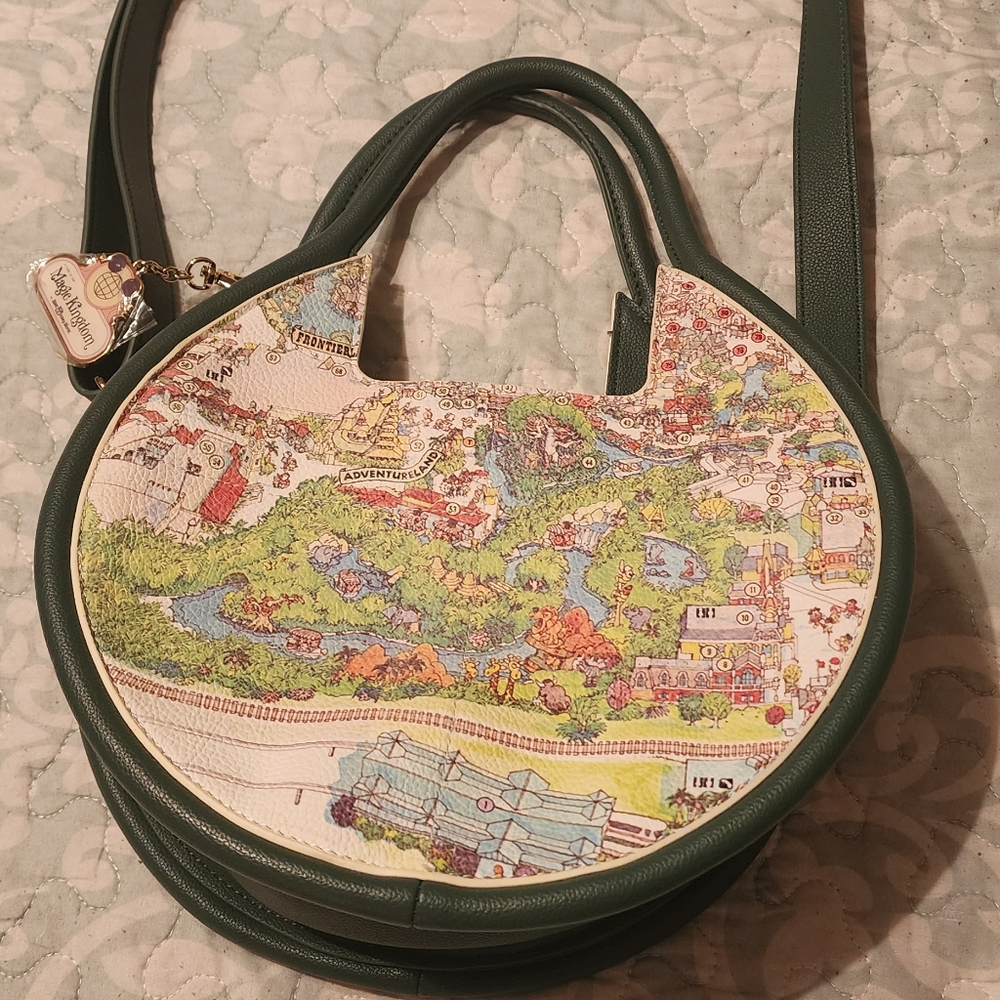Disney Green Crossbody Bag with Whimsical Map Print